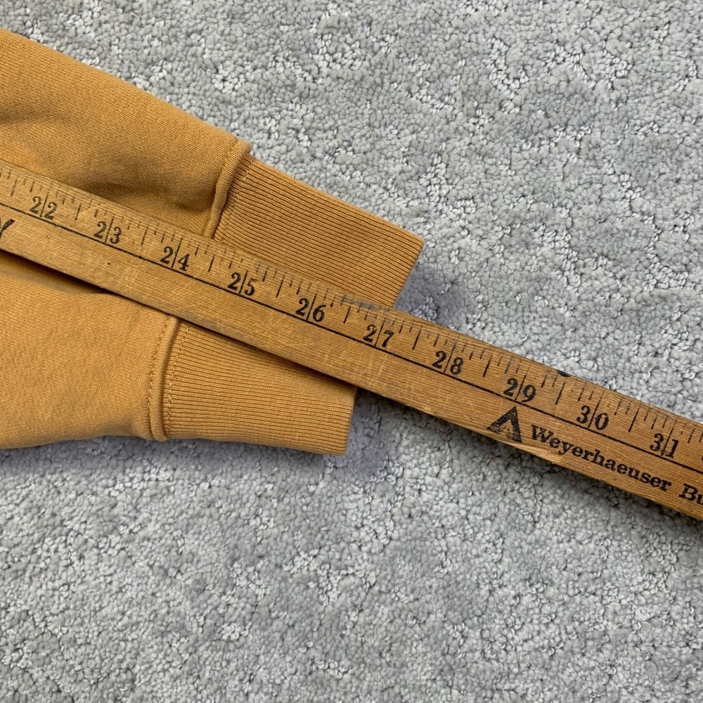 H&M Blank Staple Hoodie XS Yellow Orange Sweatshirt Pullover Heavy Oversized - Picture 12 of 13